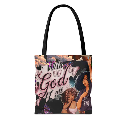 Inspirational Tote Bag - 'With God All Things Are Possible'