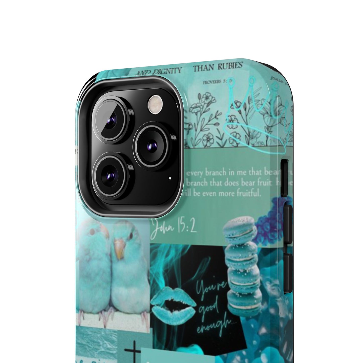 Beautiful one phone case aqua teal scripture collage