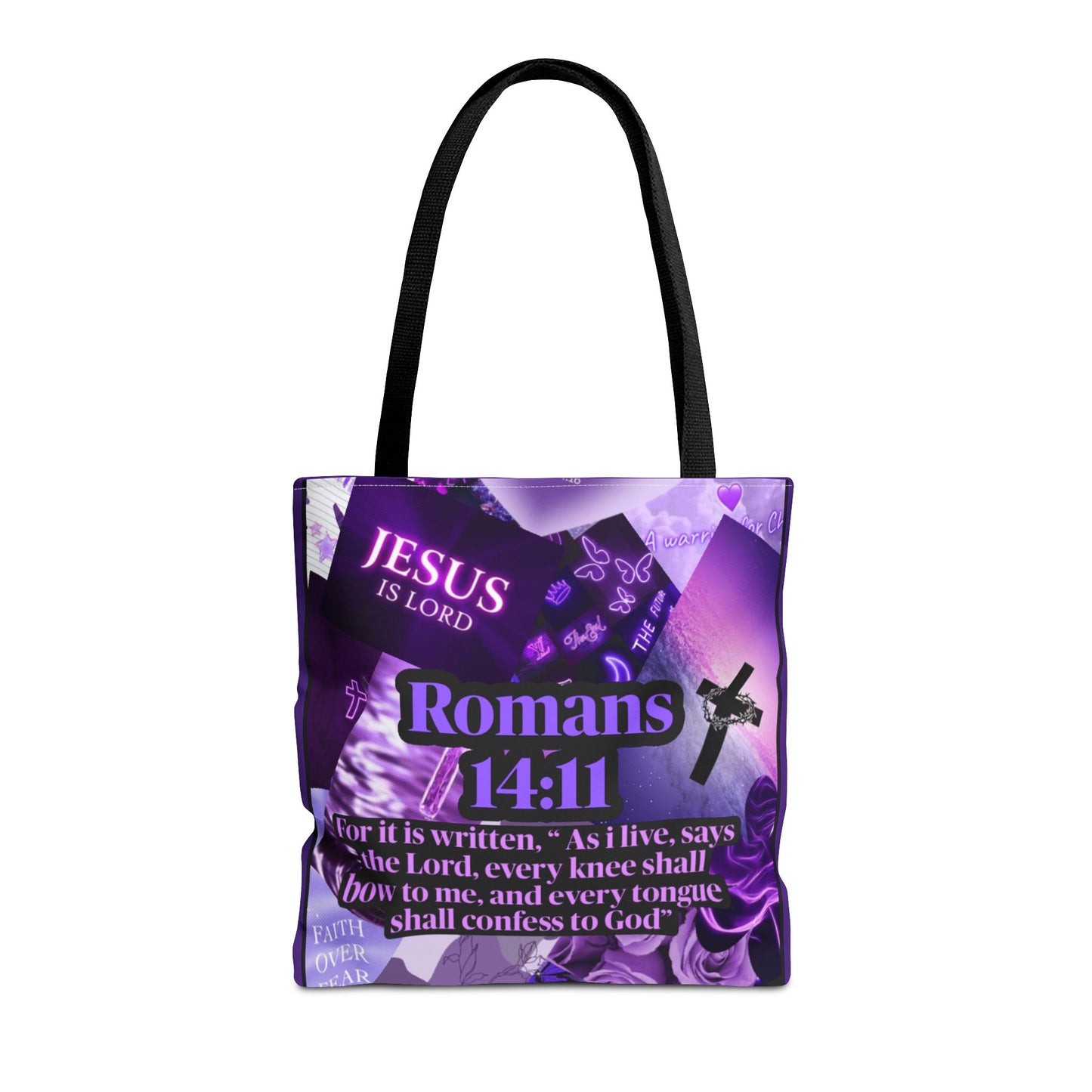 Inspirational Tote Bag - Romans 14:11 - Faith and Hope Design