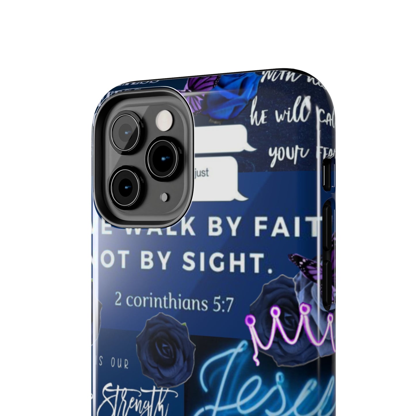 Kingdom mindset phone case deep blue faith & scripture collage