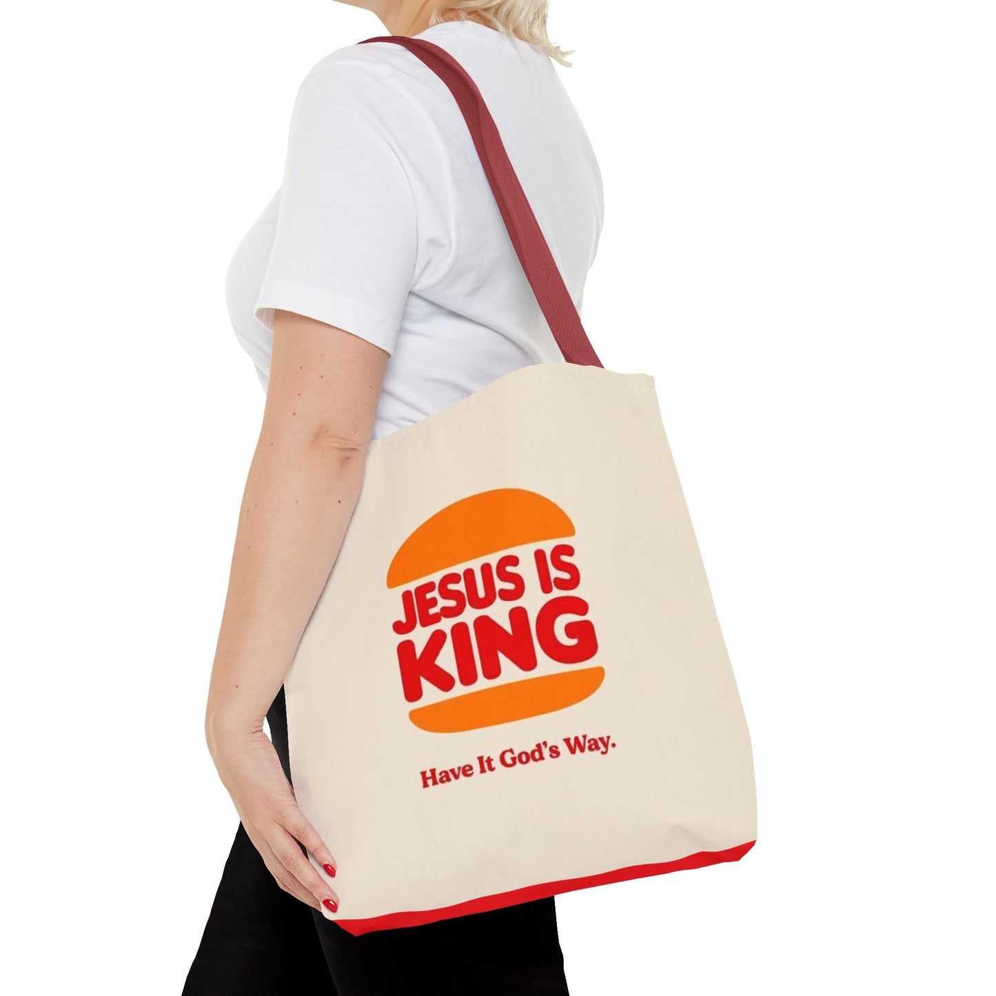 Religious Inspirational Tote Bag - "Jesus is King" with Quote