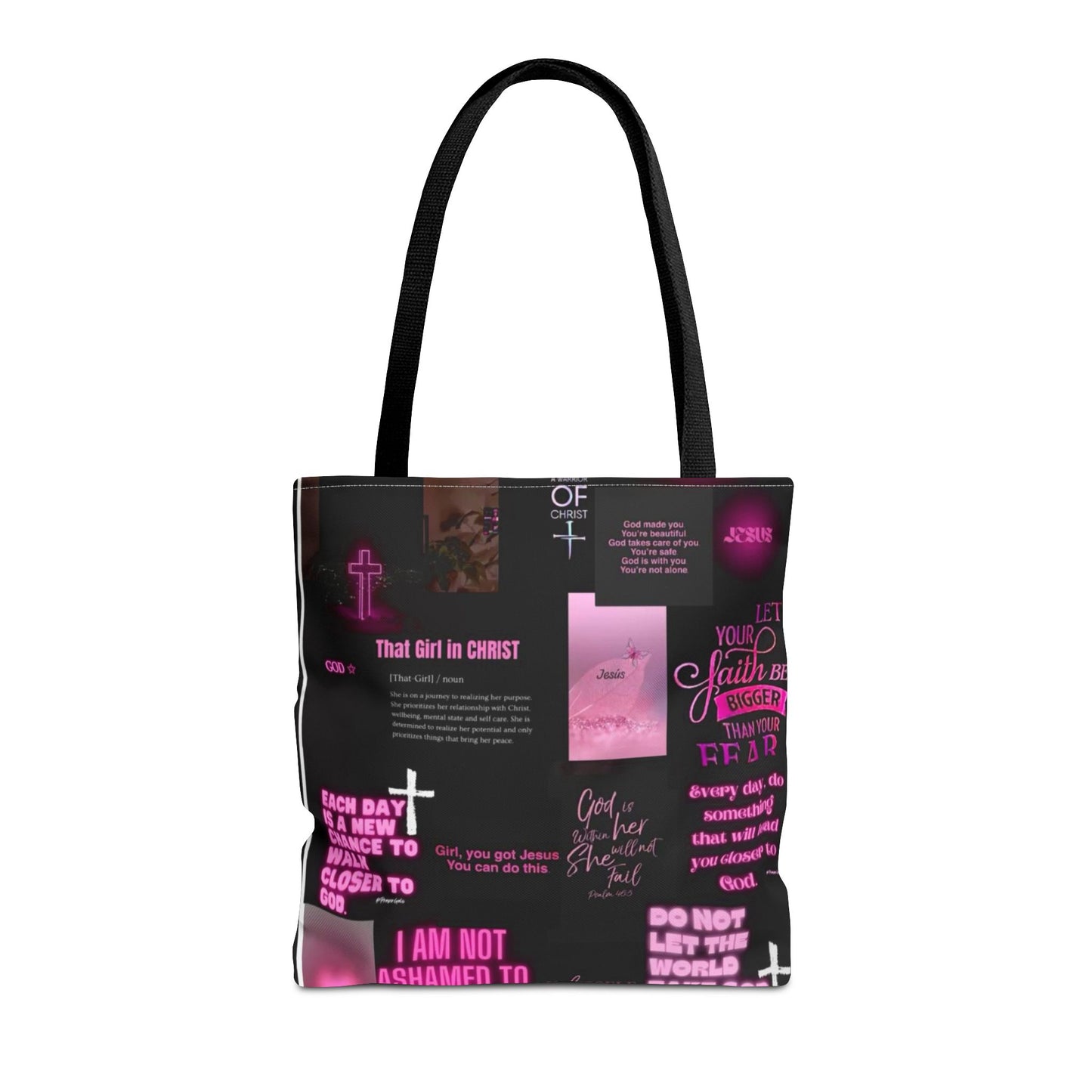 Faith-Inspired Tote Bag - Empowering Spiritual Quotes