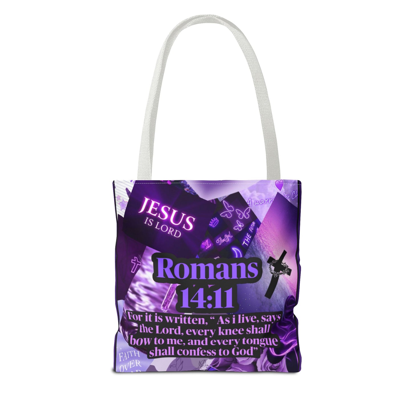 Inspirational Tote Bag - Romans 14:11 - Faith and Hope Design