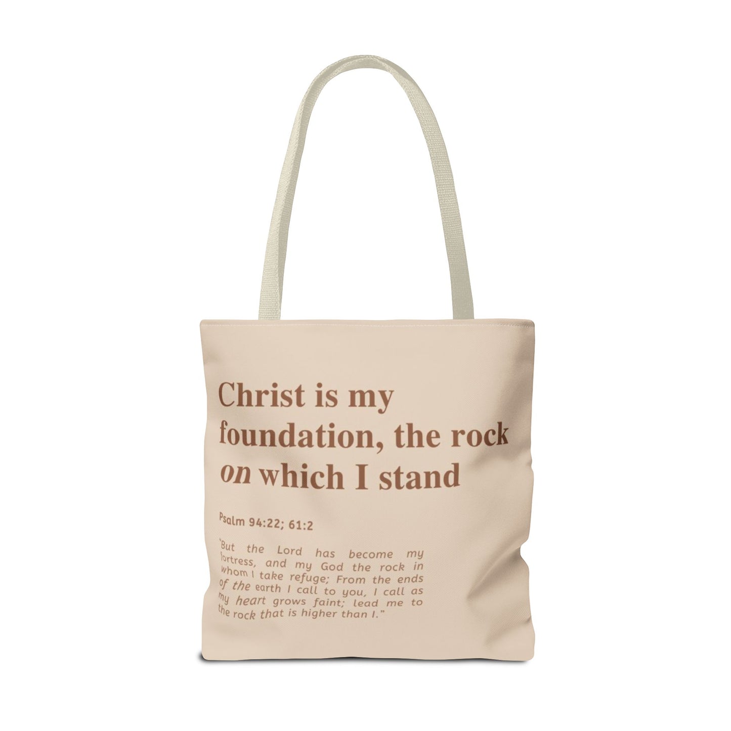 Inspirational Tote Bag | "Christ is My Foundation"