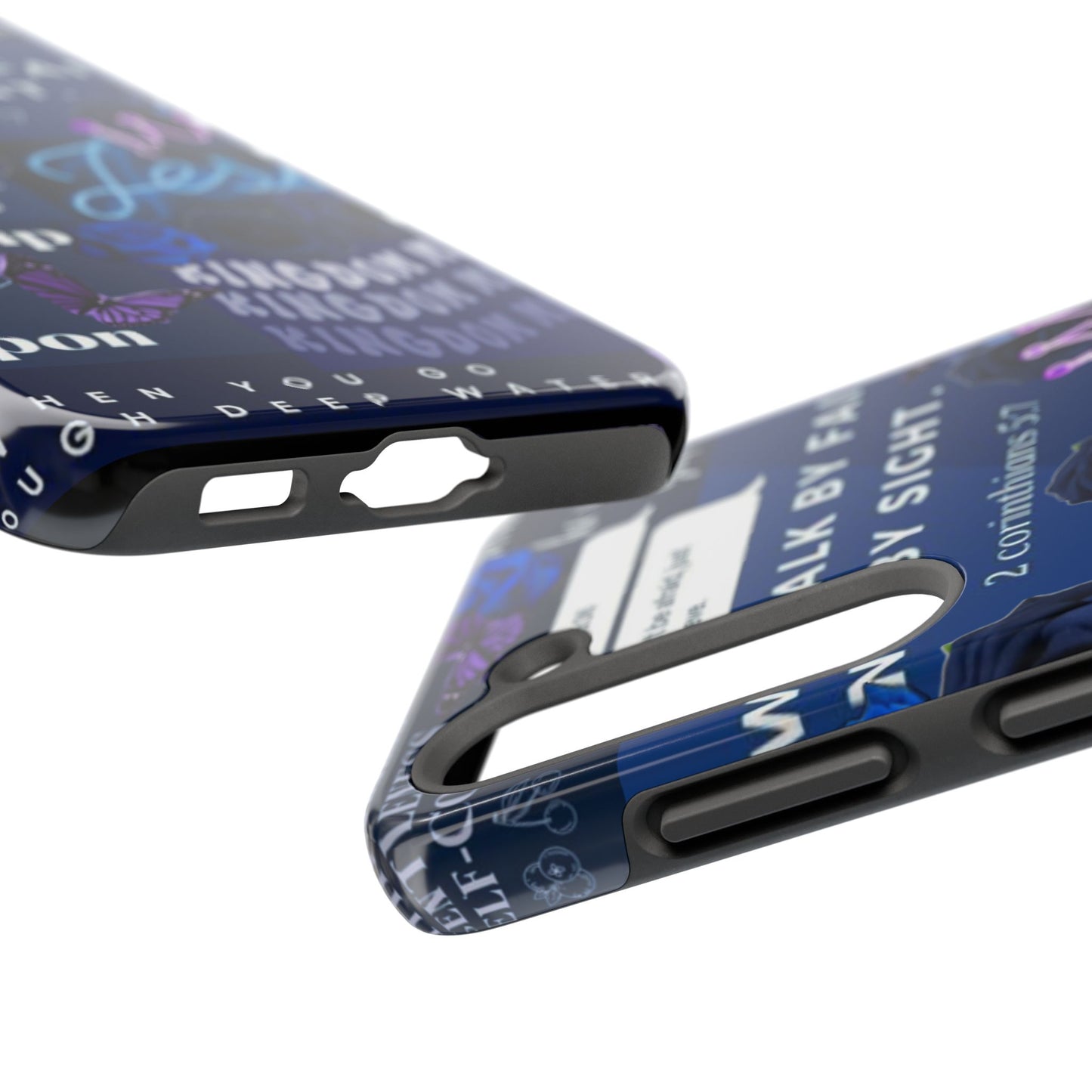 Kingdom mindset phone case deep blue faith & scripture collage