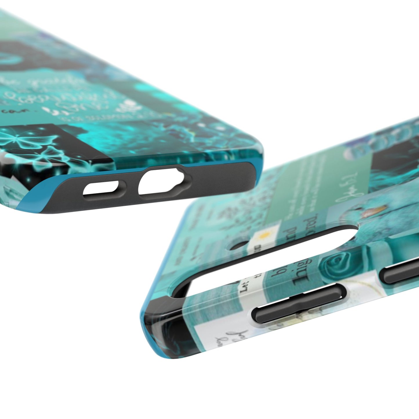 Beautiful one phone case aqua teal scripture collage