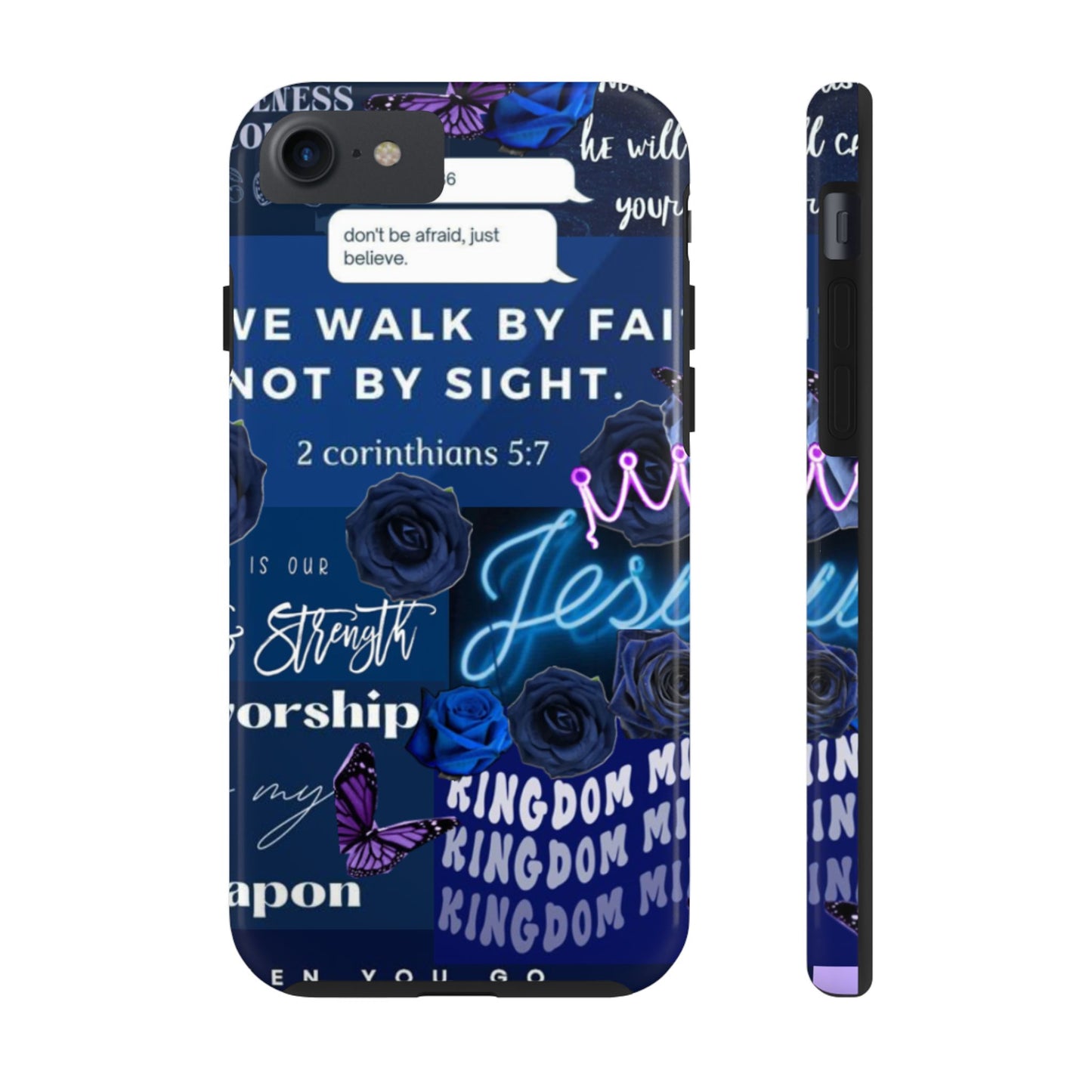 Kingdom mindset phone case deep blue faith & scripture collage
