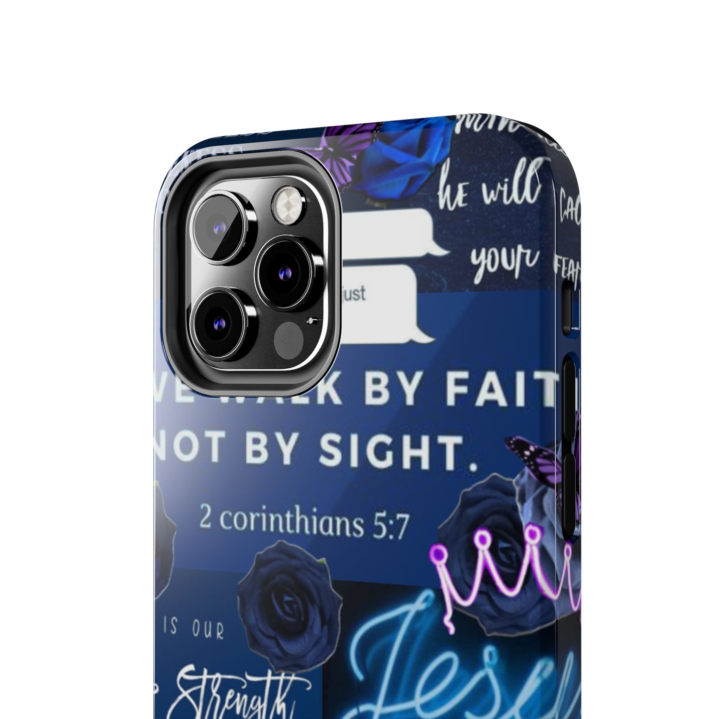 Kingdom mindset phone case deep blue faith & scripture collage