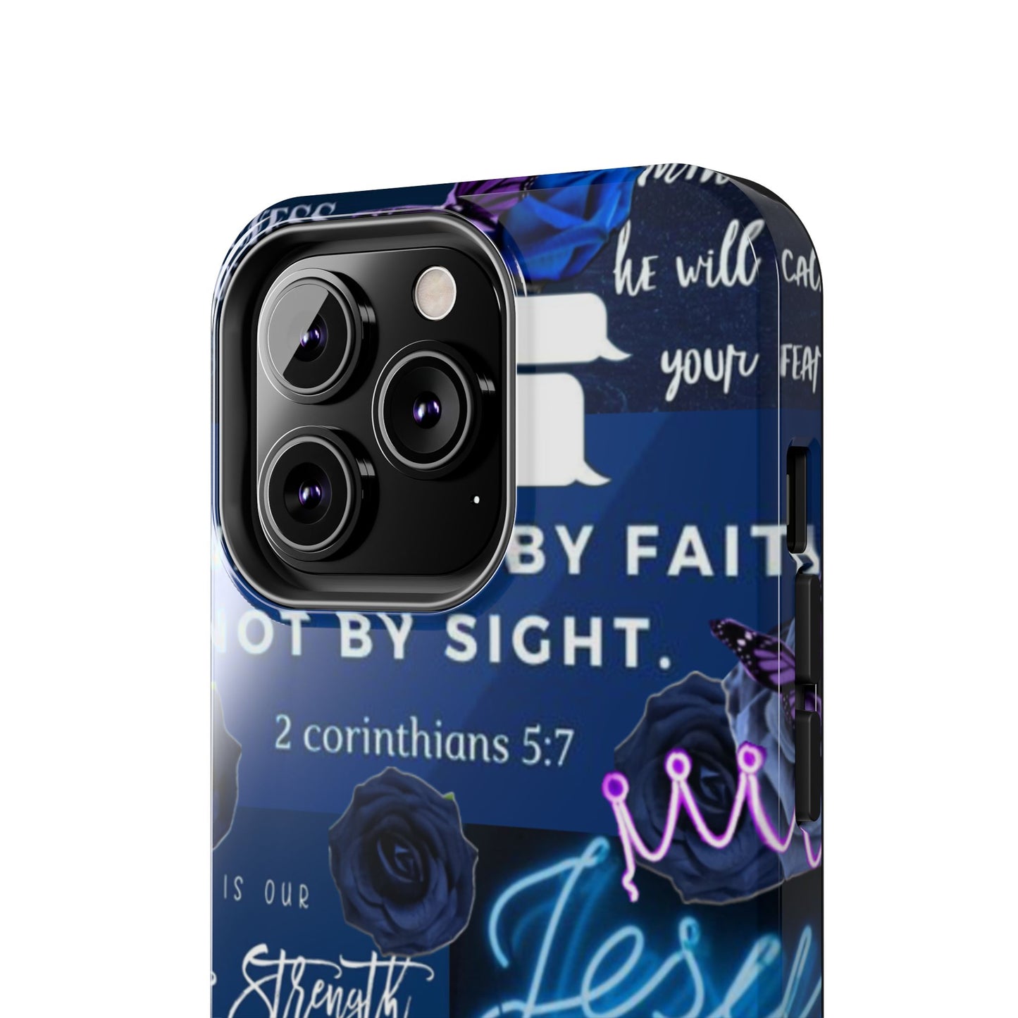 Kingdom mindset phone case deep blue faith & scripture collage