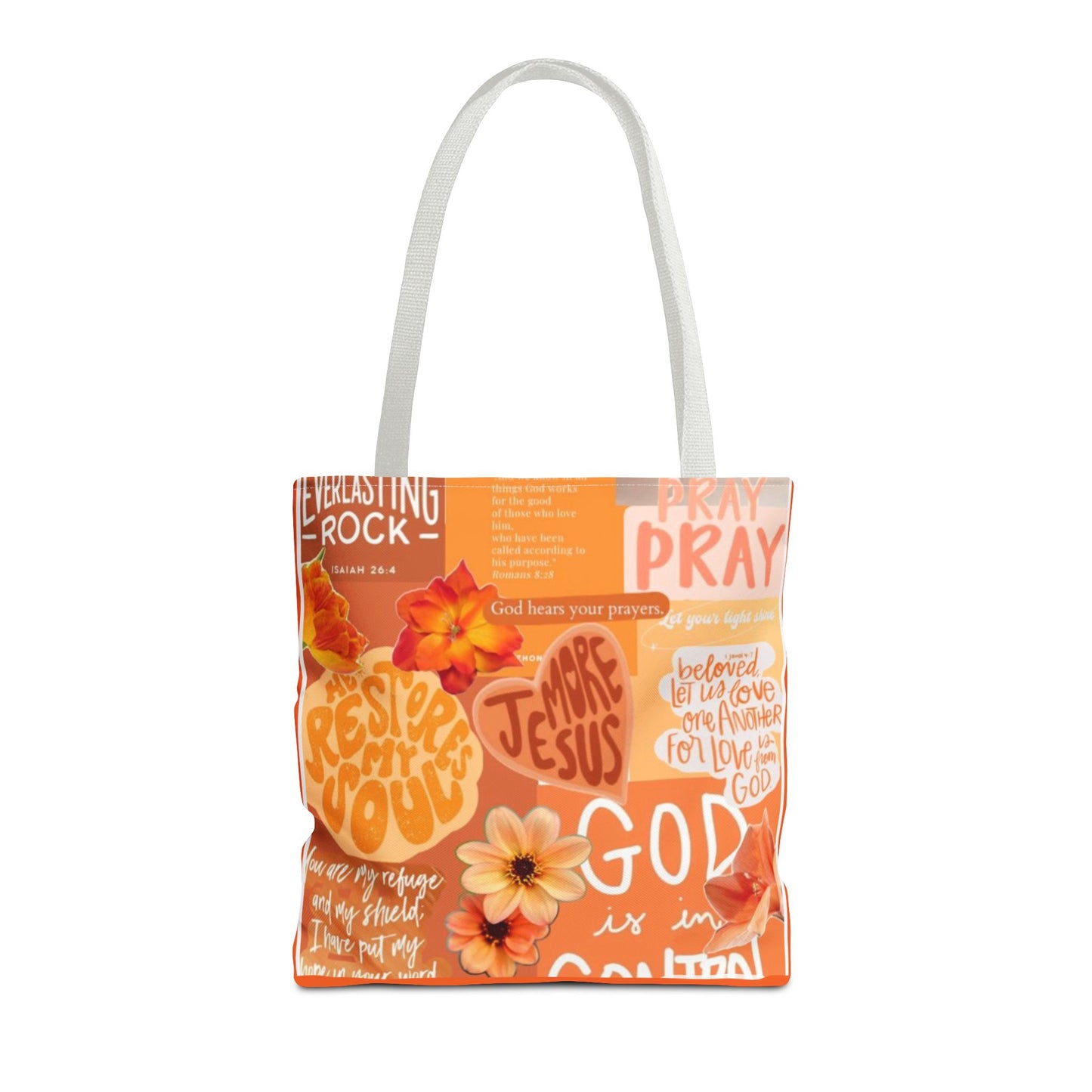 God is in control to bold faith, bright hope tote bag