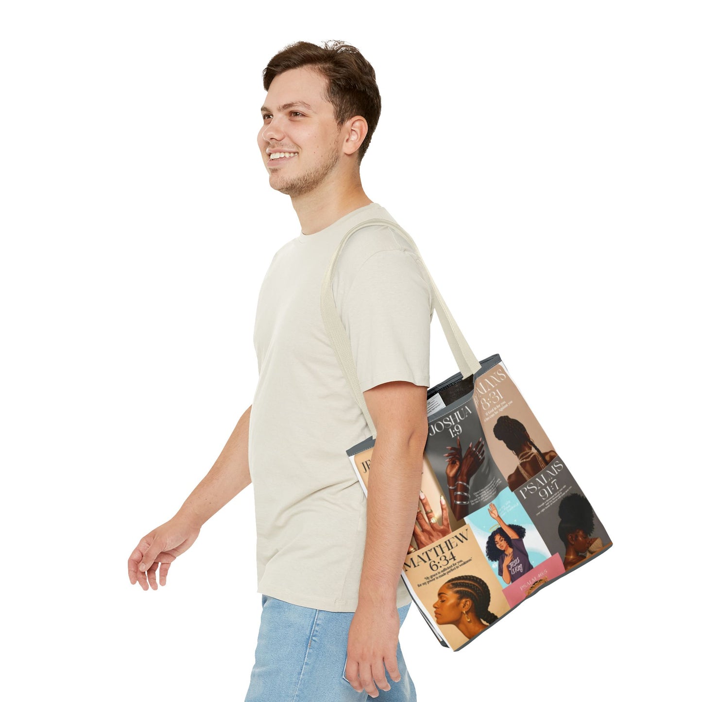 Inspirational Tote Bag - Faith-Inspired Design with Scripture Quotes