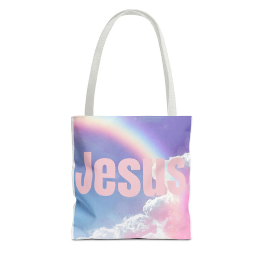 Rainbow Jesus Tote Bag - Inspirational AOP Design