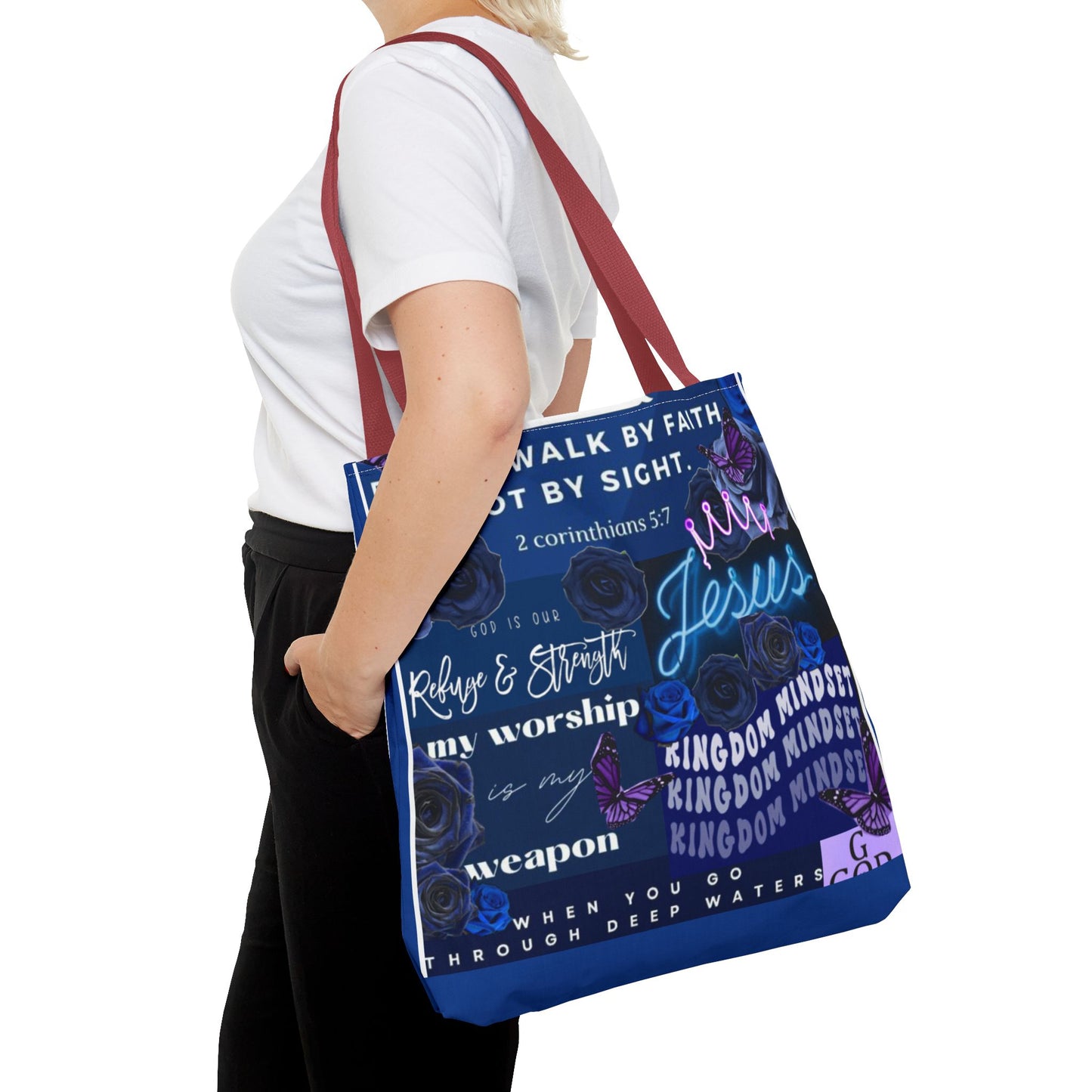 Kingdom mindset tote bold blue faith & scripture bag