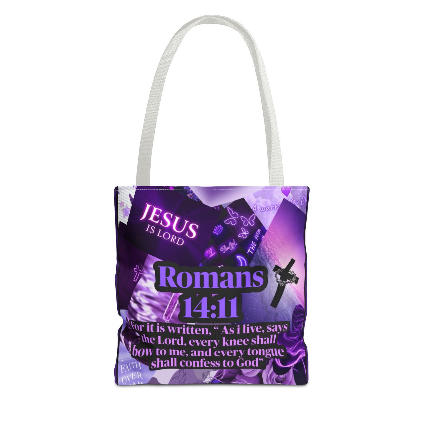 Inspirational Tote Bag - Romans 14:11 - Faith and Hope Design