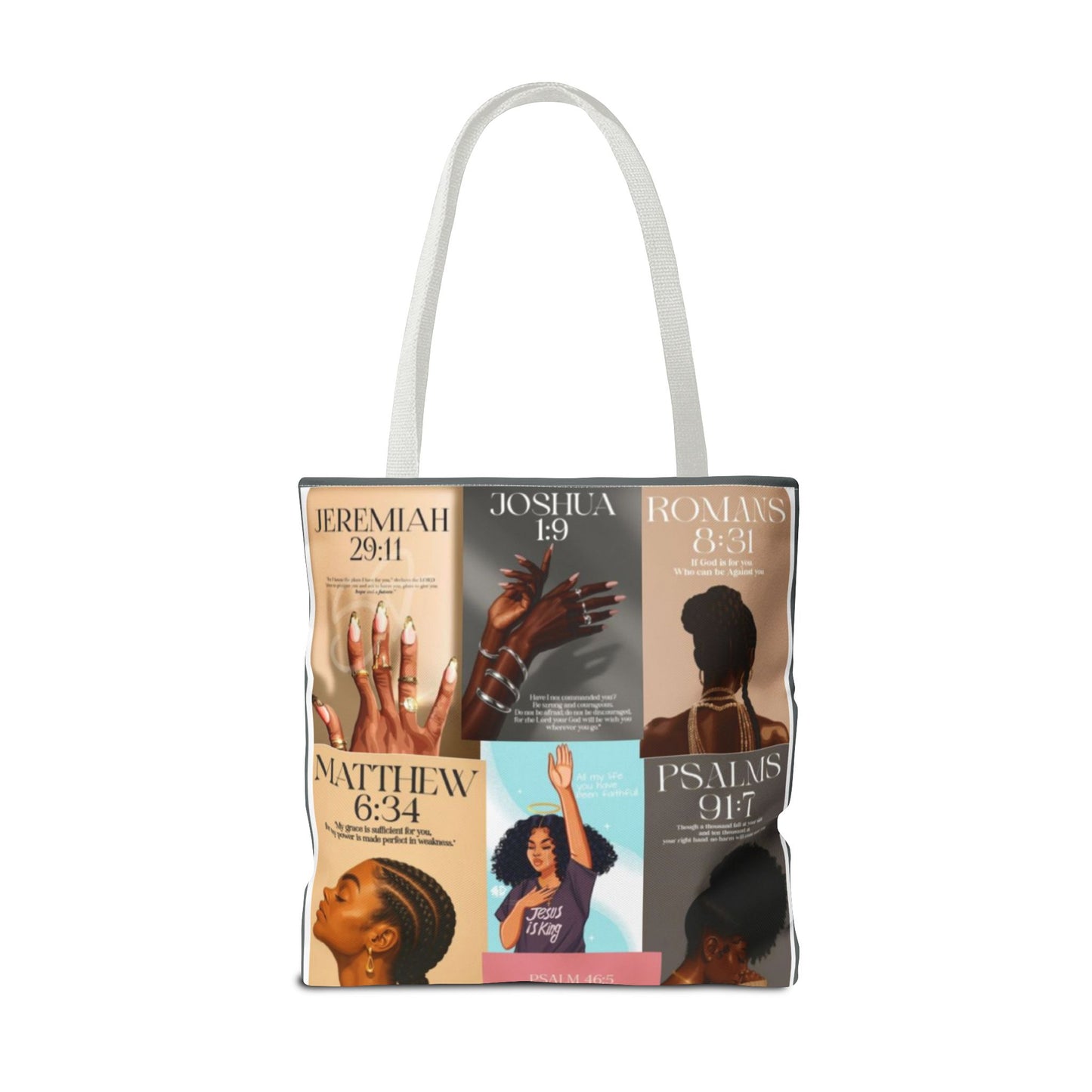 Inspirational Tote Bag - Faith-Inspired Design with Scripture Quotes