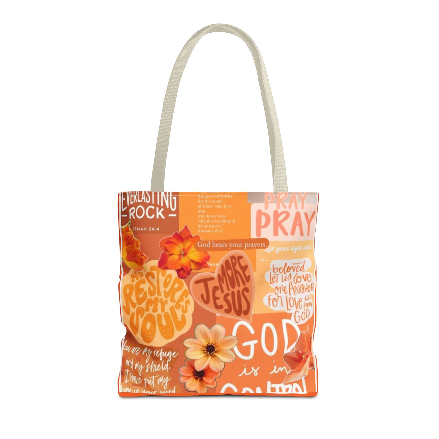 God is in control to bold faith, bright hope tote bag