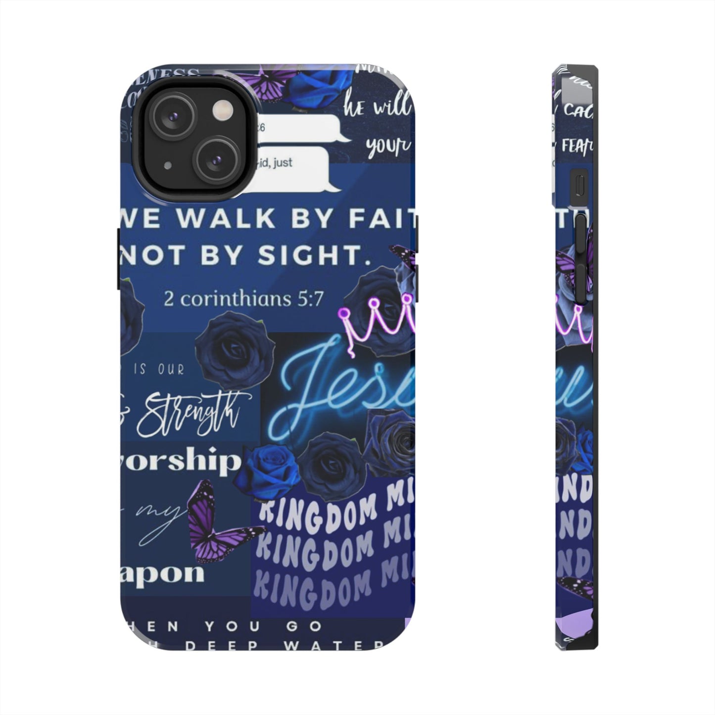 Kingdom mindset phone case deep blue faith & scripture collage