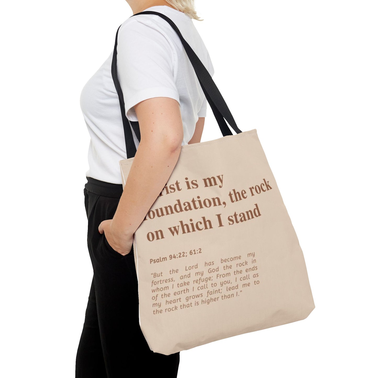 Inspirational Tote Bag | "Christ is My Foundation"