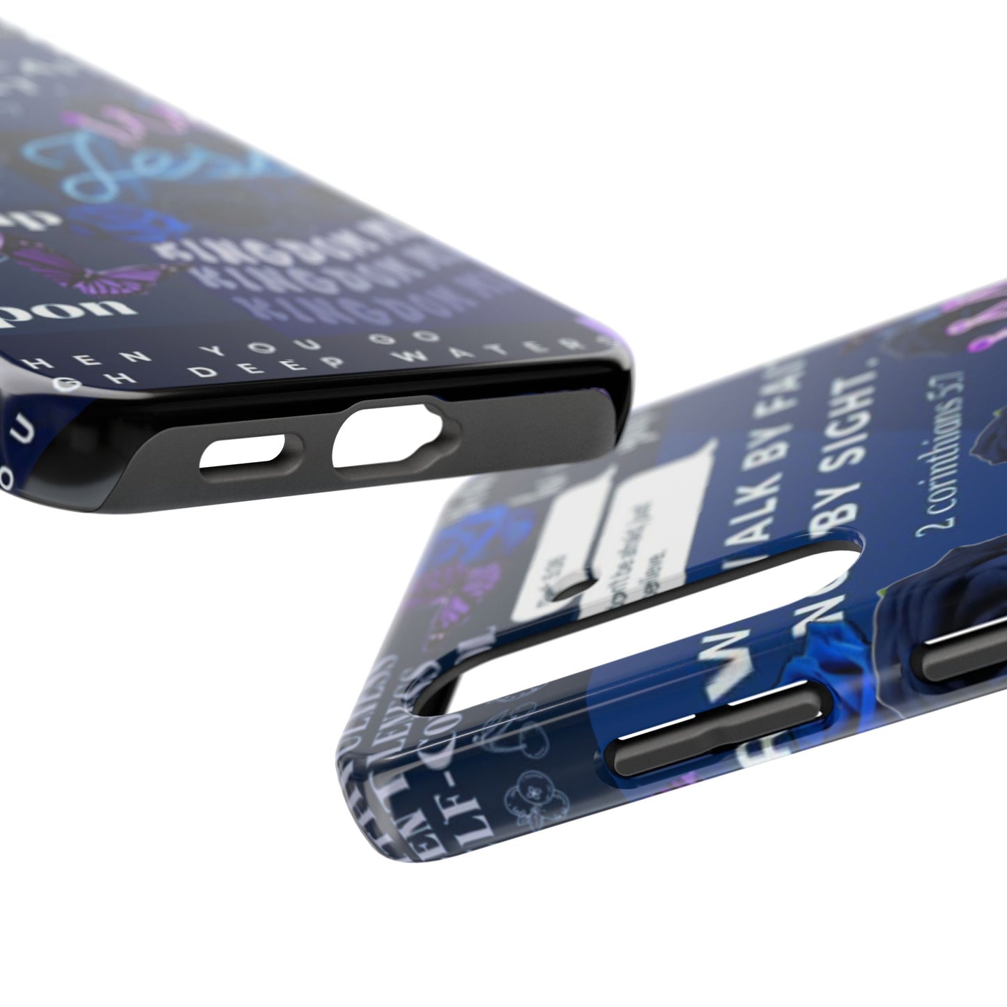 Kingdom mindset phone case deep blue faith & scripture collage