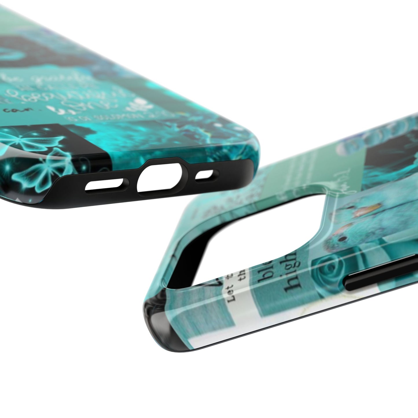 Beautiful one phone case aqua teal scripture collage