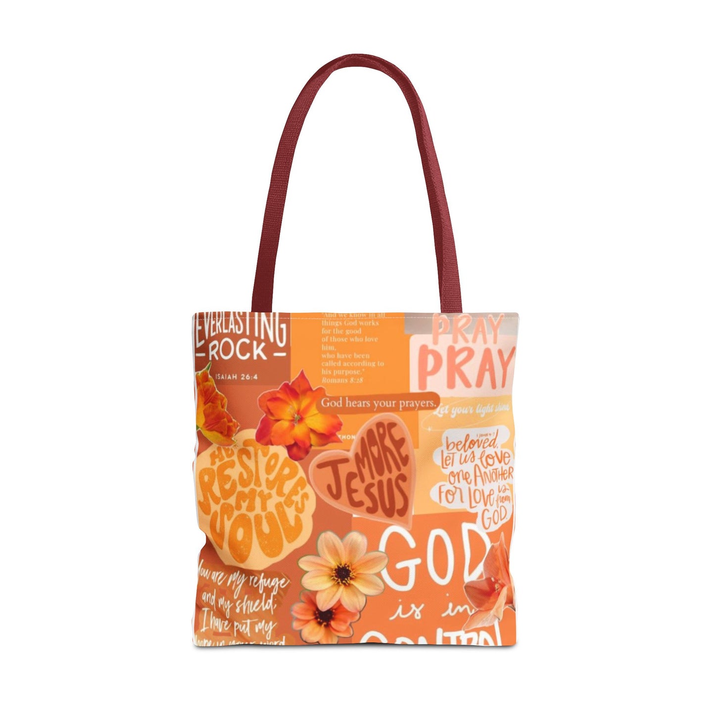 God is in control to bold faith, bright hope tote bag
