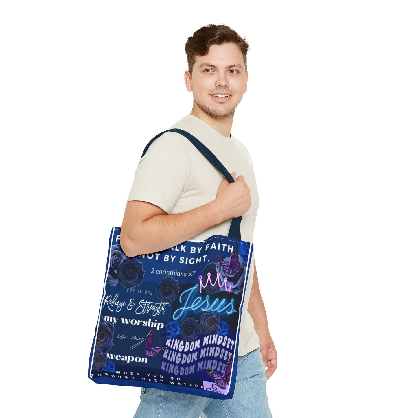 Kingdom mindset tote bold blue faith & scripture bag