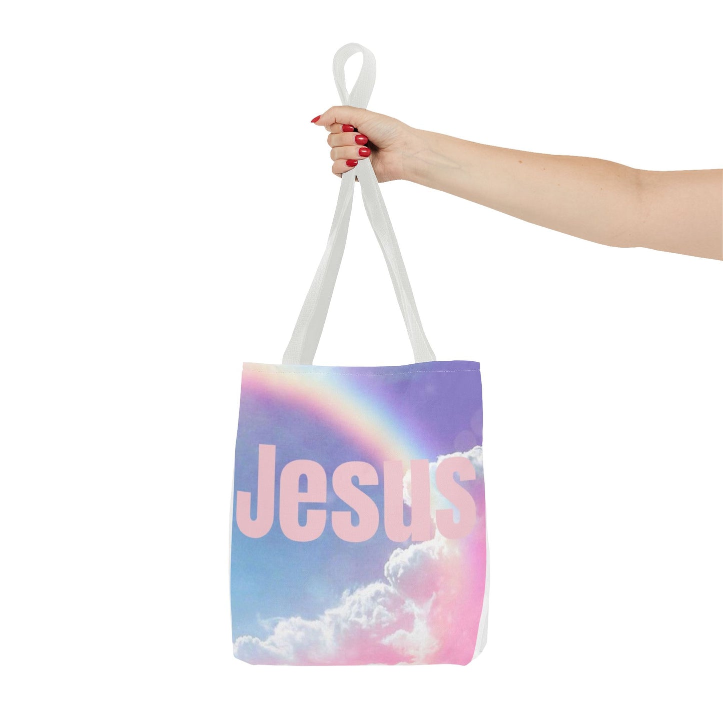 Rainbow Jesus Tote Bag - Inspirational AOP Design