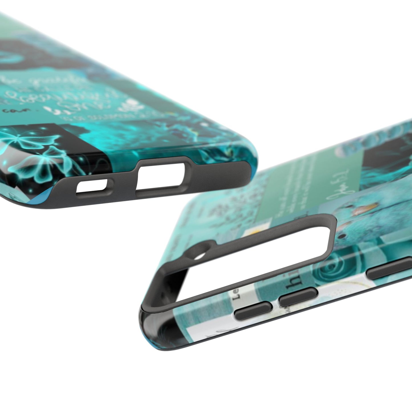 Beautiful one phone case aqua teal scripture collage