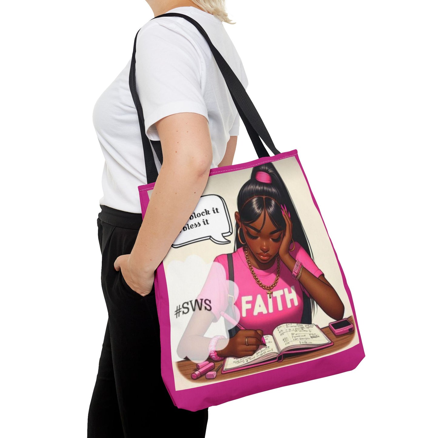 Block it or bless it study, pray, slay tote bag