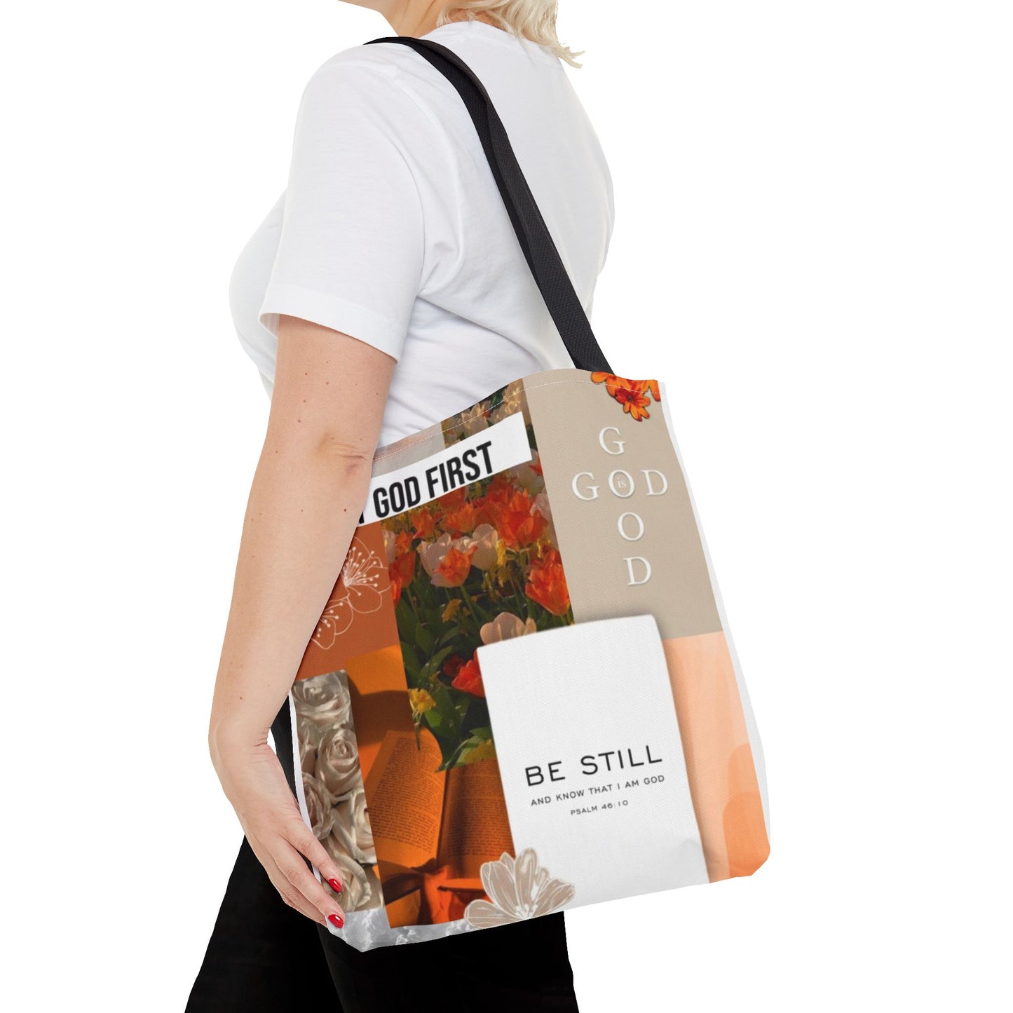 Spiritual Floral Tote Bag - "Put God First" Inspirational Design