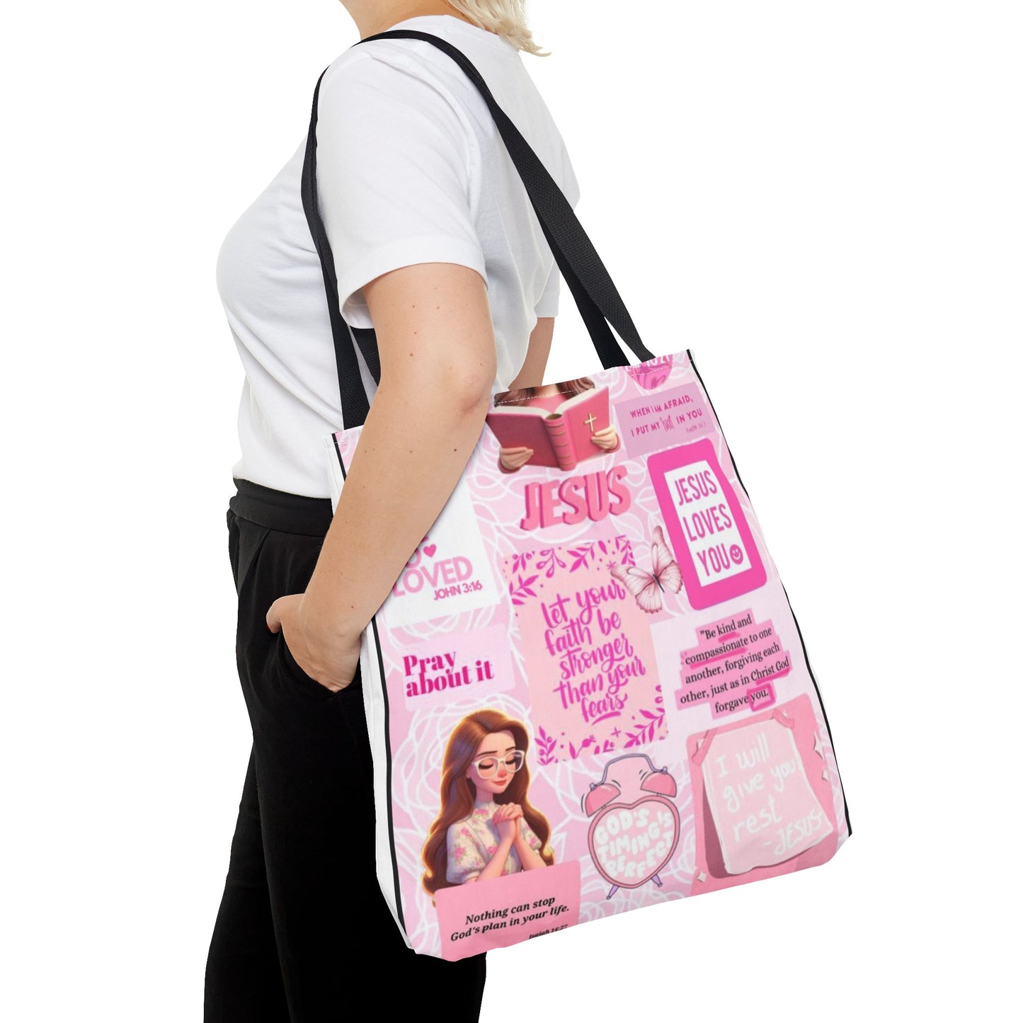 Inspirational Jesus Tote Bag - Motivational AOP Design