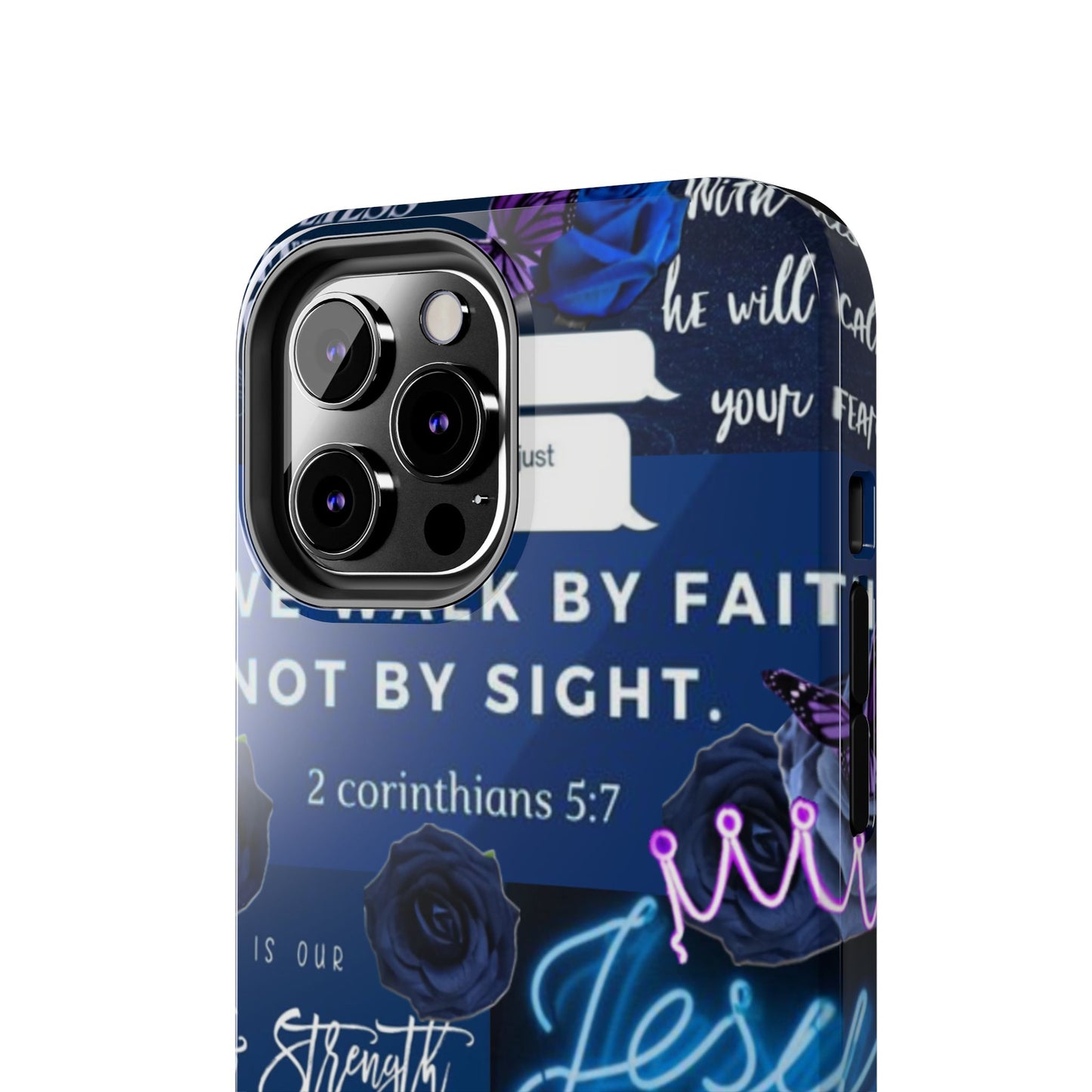 Kingdom mindset phone case deep blue faith & scripture collage