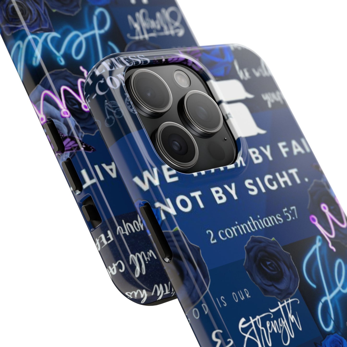 Kingdom mindset phone case deep blue faith & scripture collage