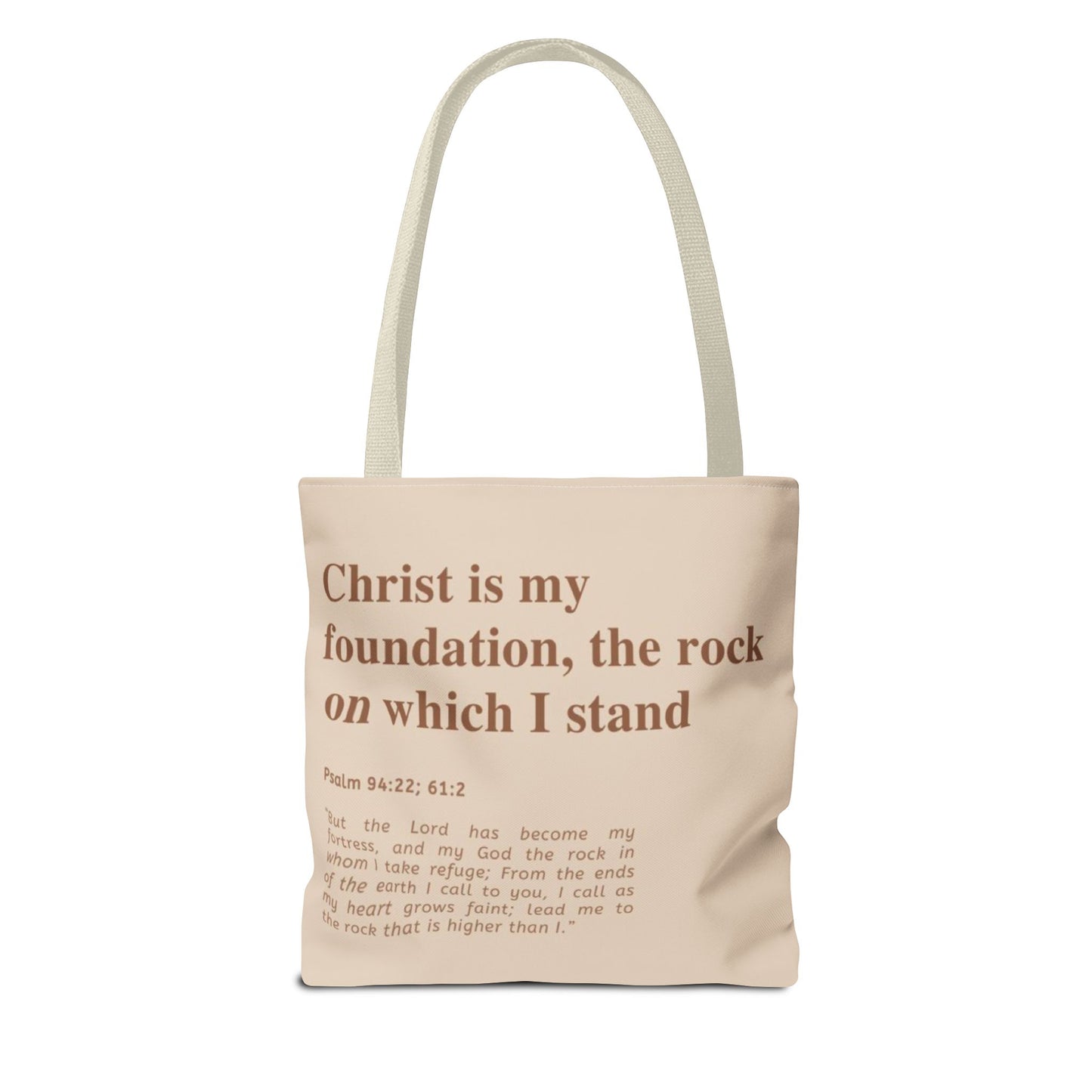 Inspirational Tote Bag | "Christ is My Foundation"