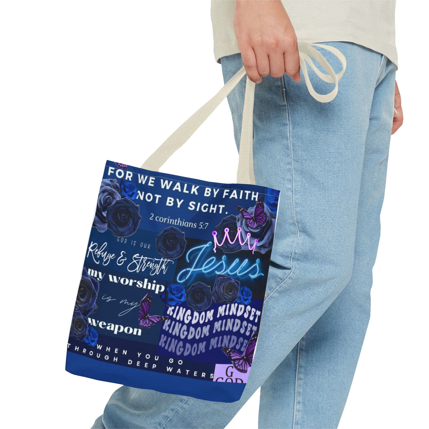 Kingdom mindset tote bold blue faith & scripture bag
