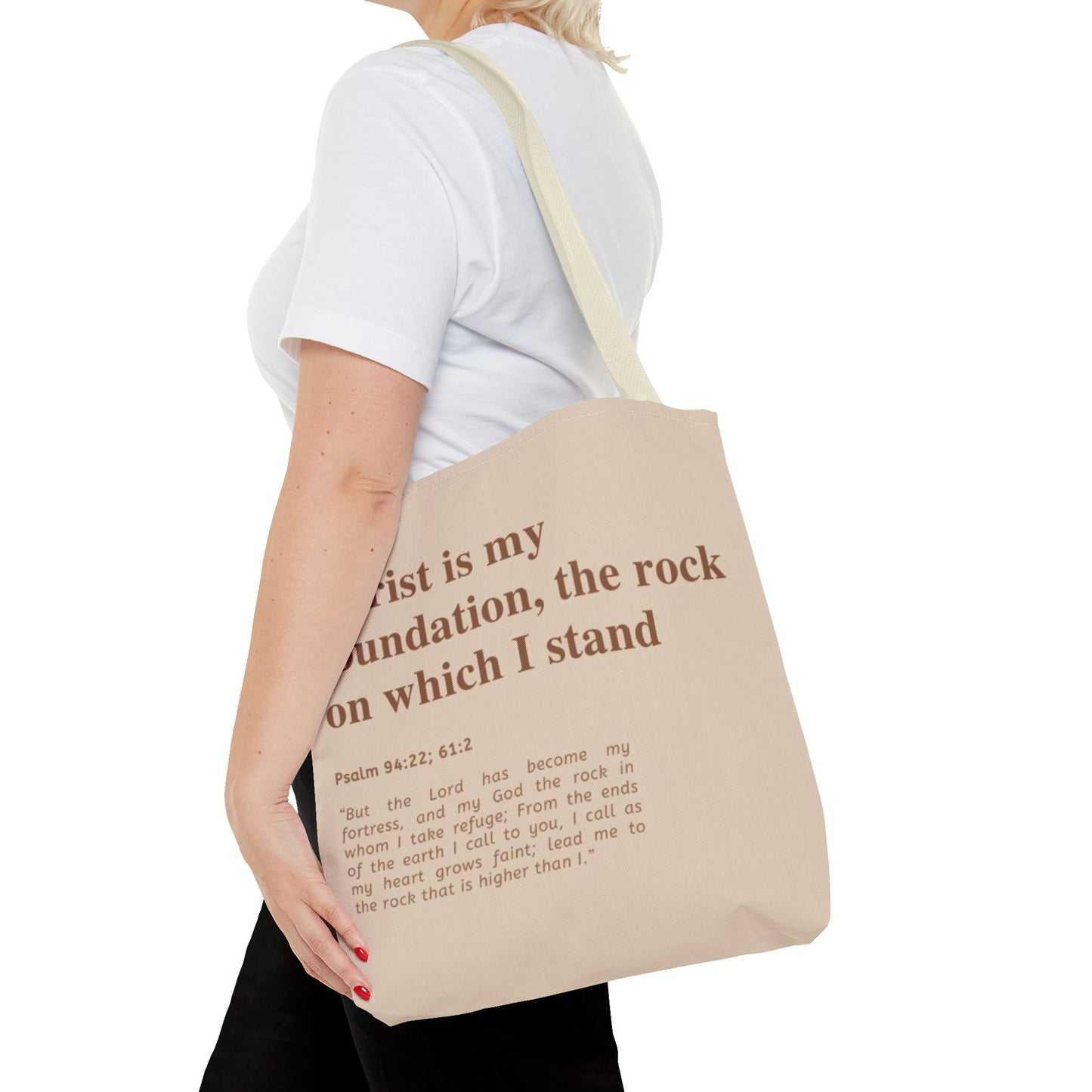 Inspirational Tote Bag | "Christ is My Foundation"