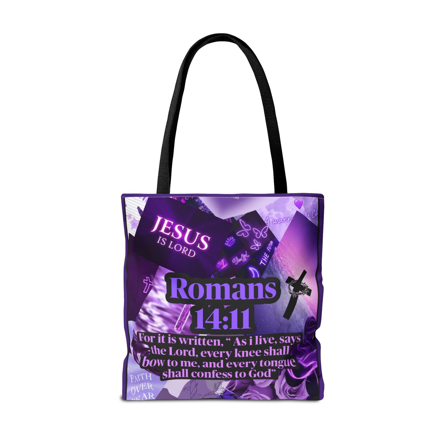 Inspirational Tote Bag - Romans 14:11 - Faith and Hope Design