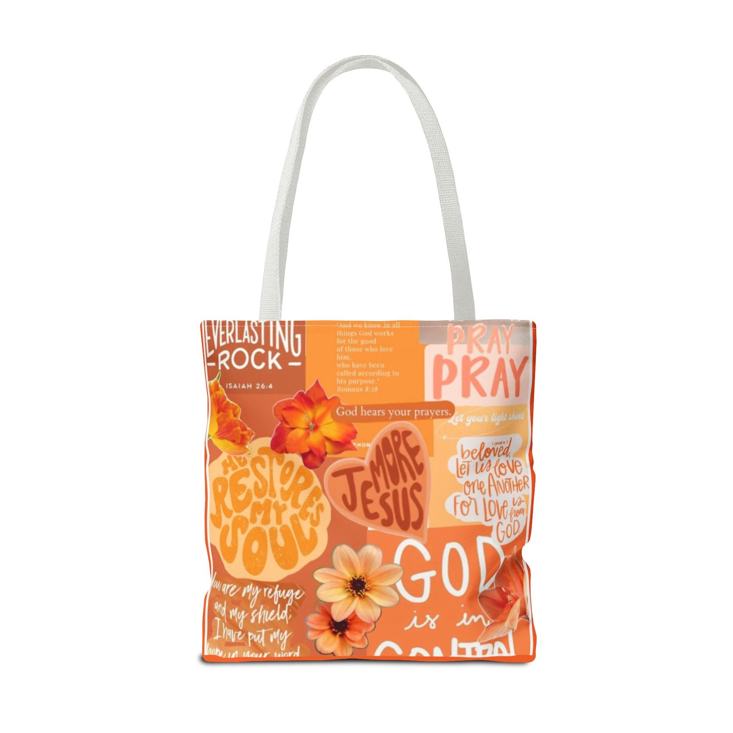 God is in control to bold faith, bright hope tote bag
