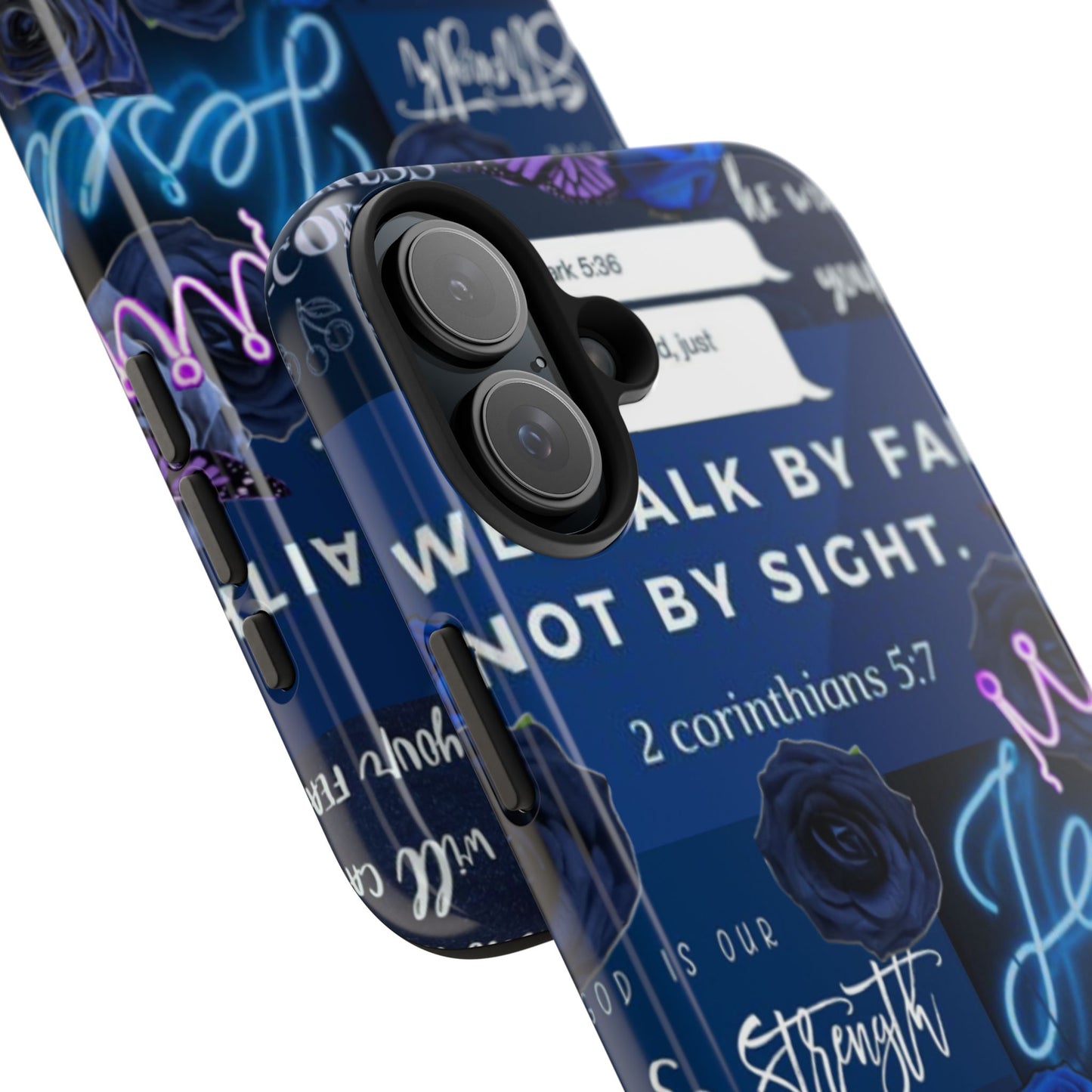 Kingdom mindset phone case deep blue faith & scripture collage