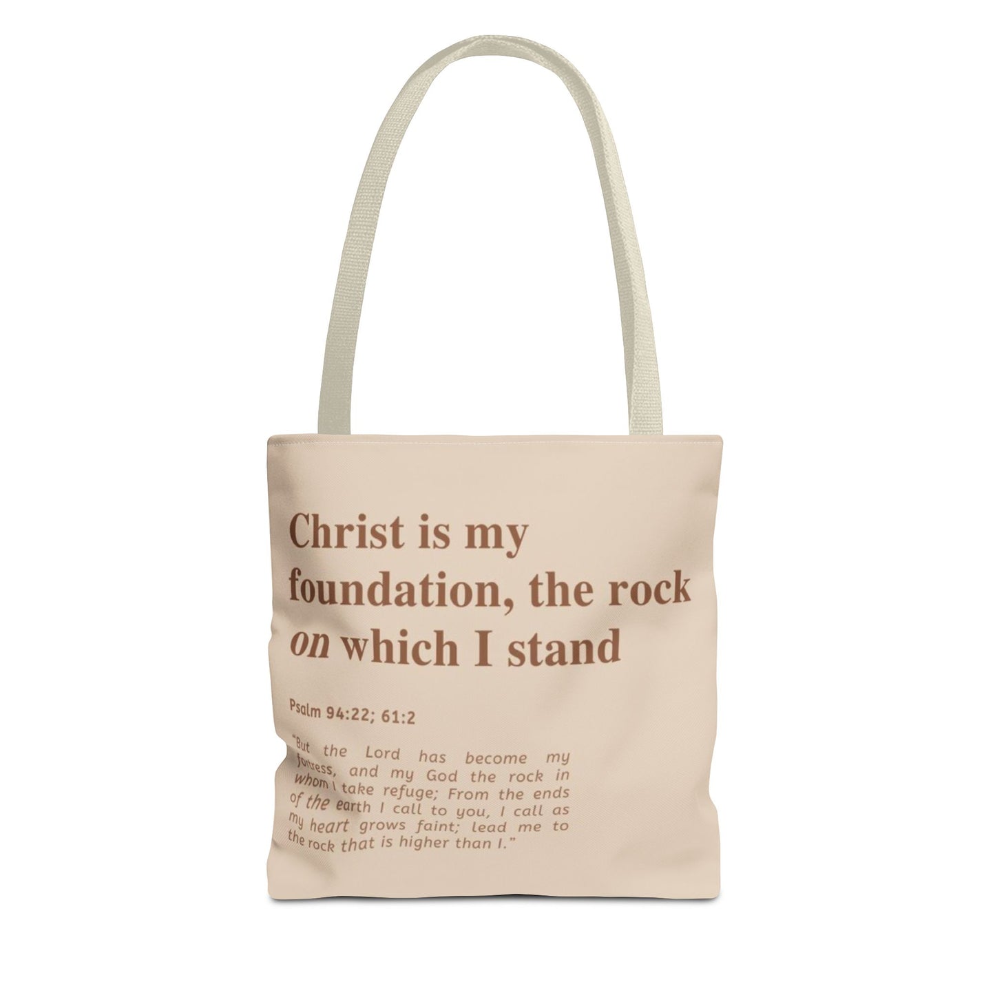 Inspirational Tote Bag | "Christ is My Foundation"