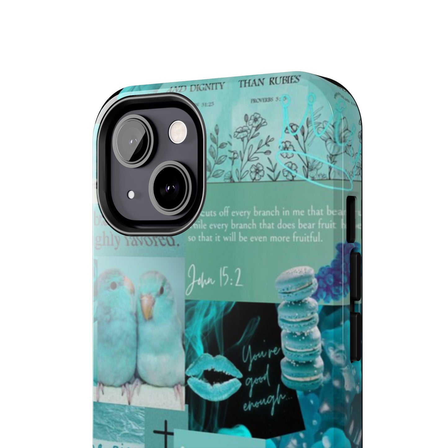 Beautiful one phone case aqua teal scripture collage