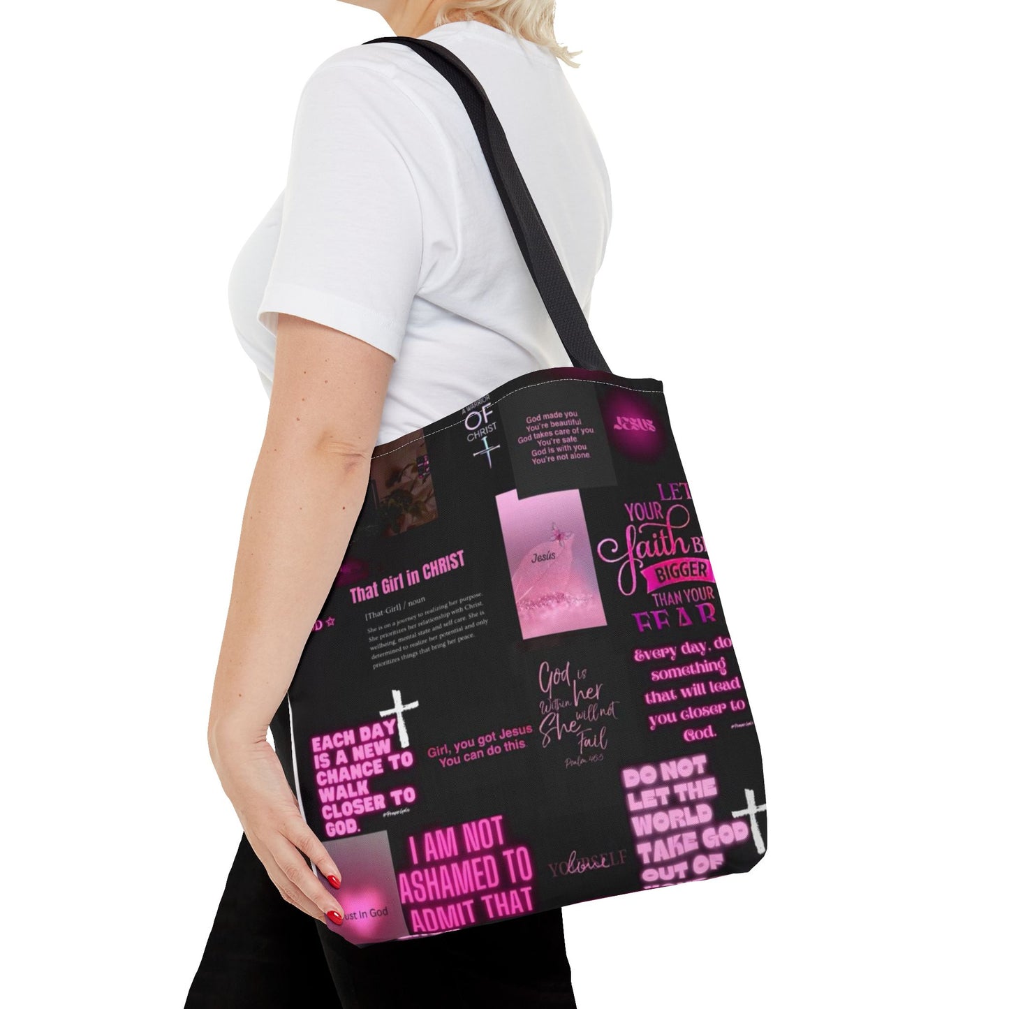 Faith-Inspired Tote Bag - Empowering Spiritual Quotes