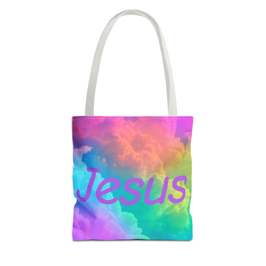 Colorful Jesus Tote Bag – Vibrant AOP Design for Faith and Everyday Use
