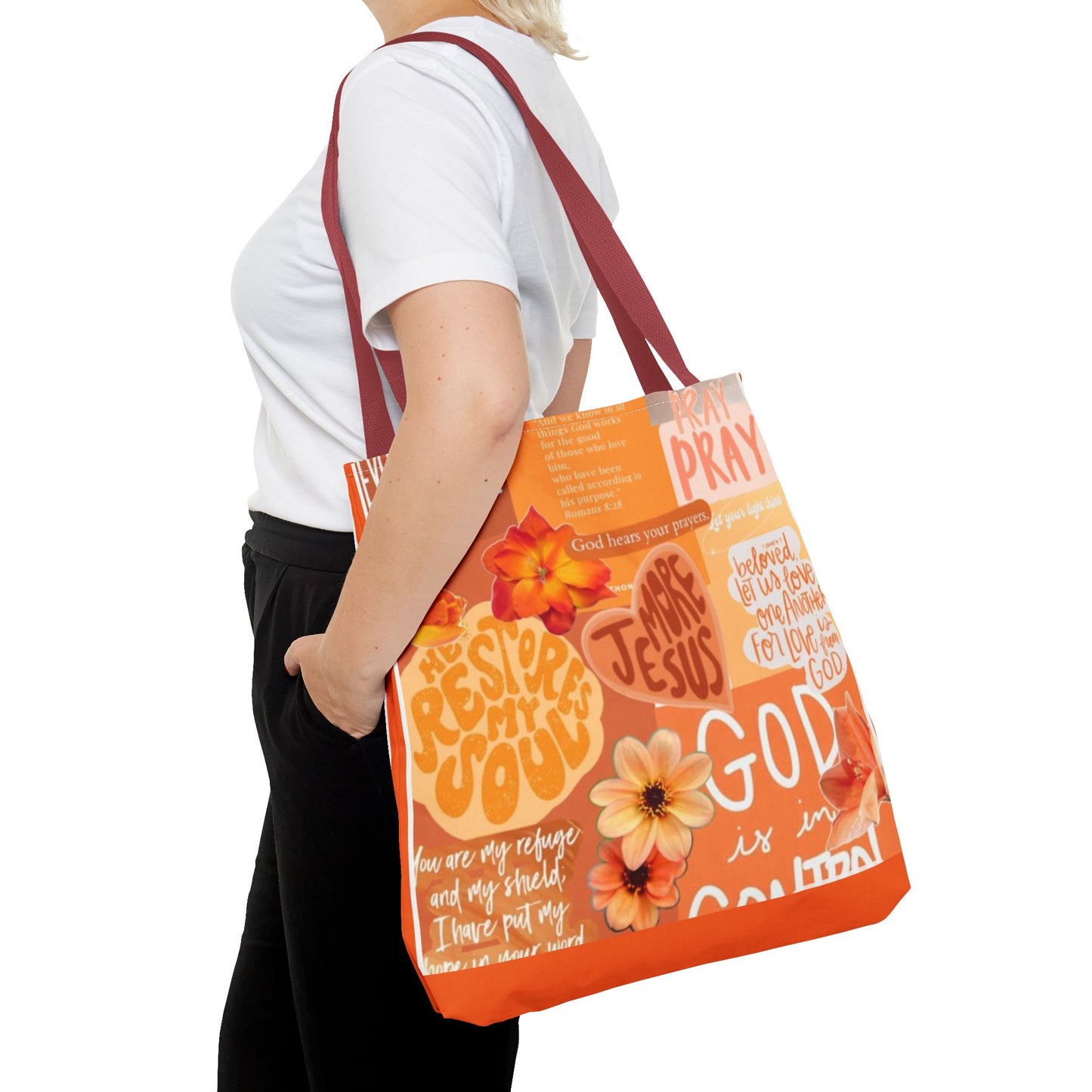 God is in control to bold faith, bright hope tote bag