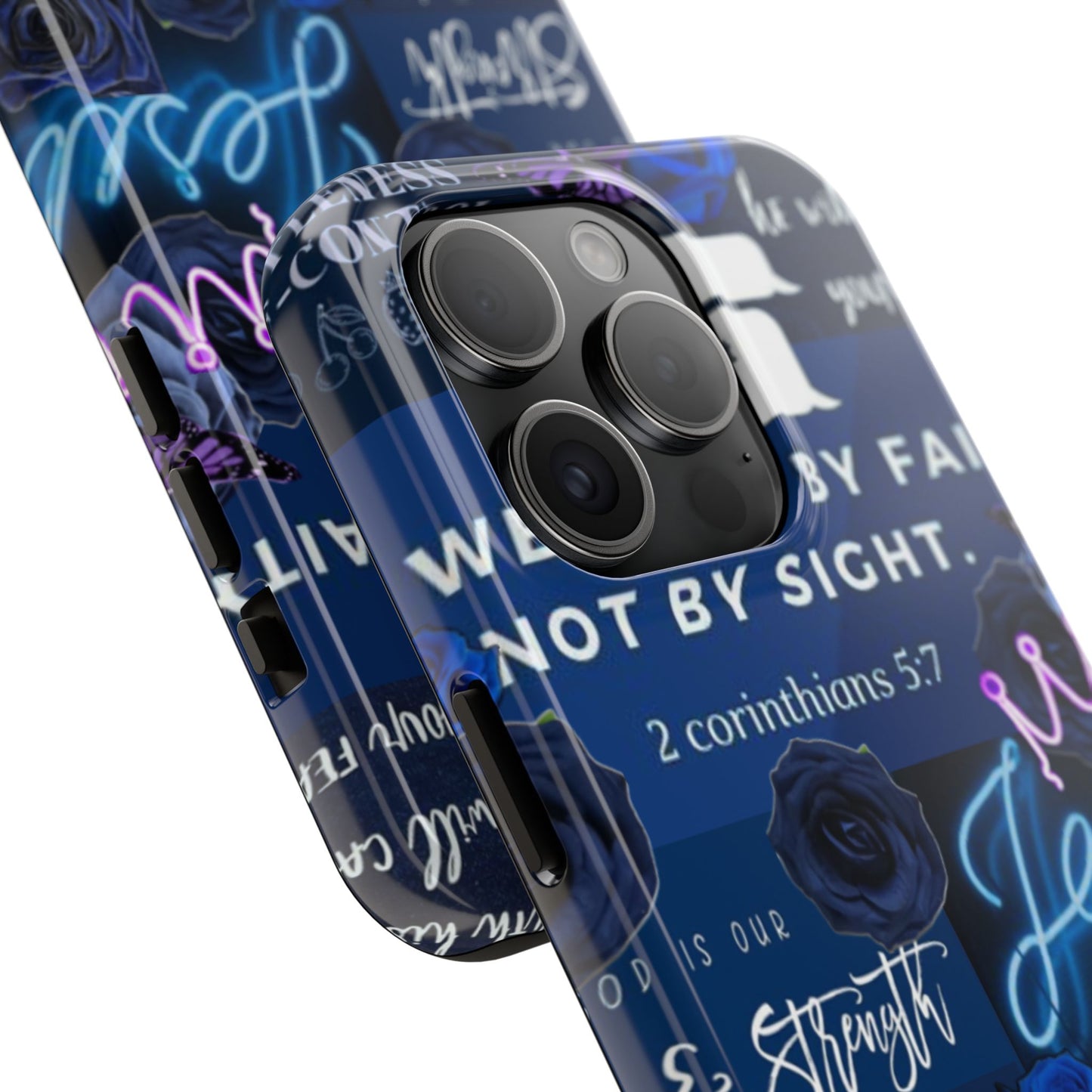 Kingdom mindset phone case deep blue faith & scripture collage