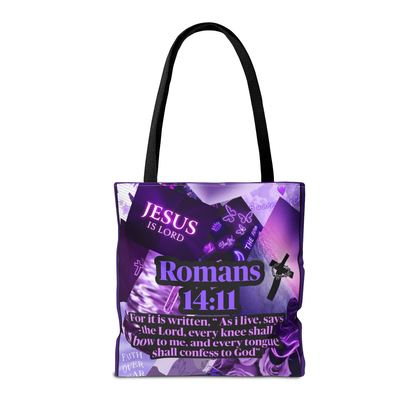 Inspirational Tote Bag - Romans 14:11 - Faith and Hope Design