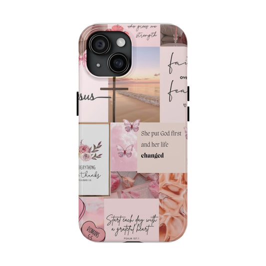Put God first phone case, gentle strength, and soft surrender