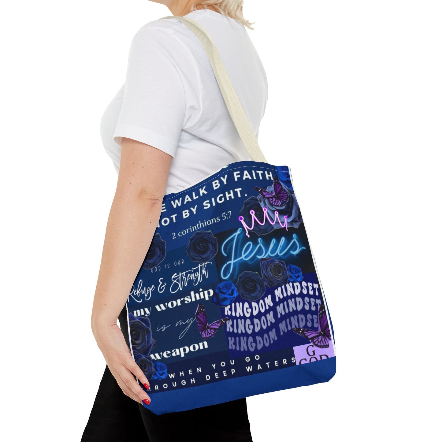 Kingdom mindset tote bold blue faith & scripture bag