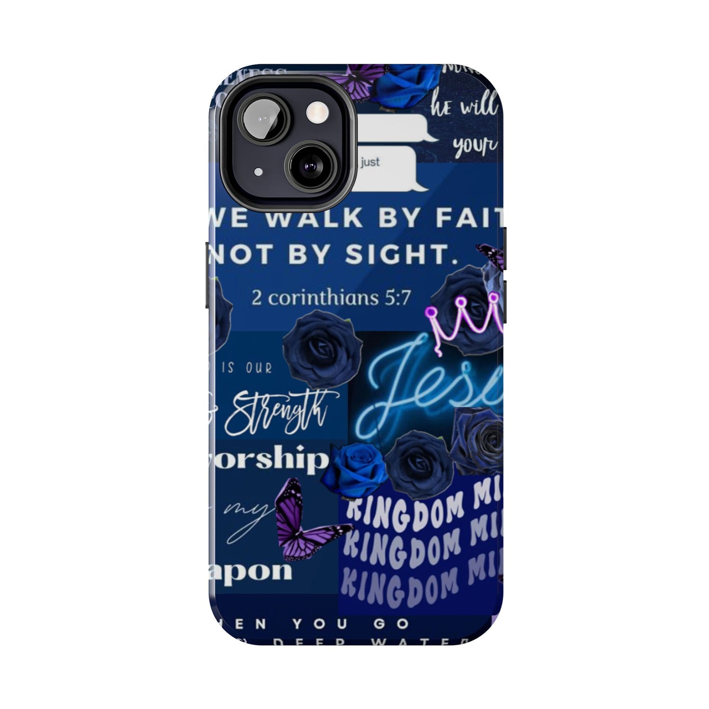 Kingdom mindset phone case deep blue faith & scripture collage