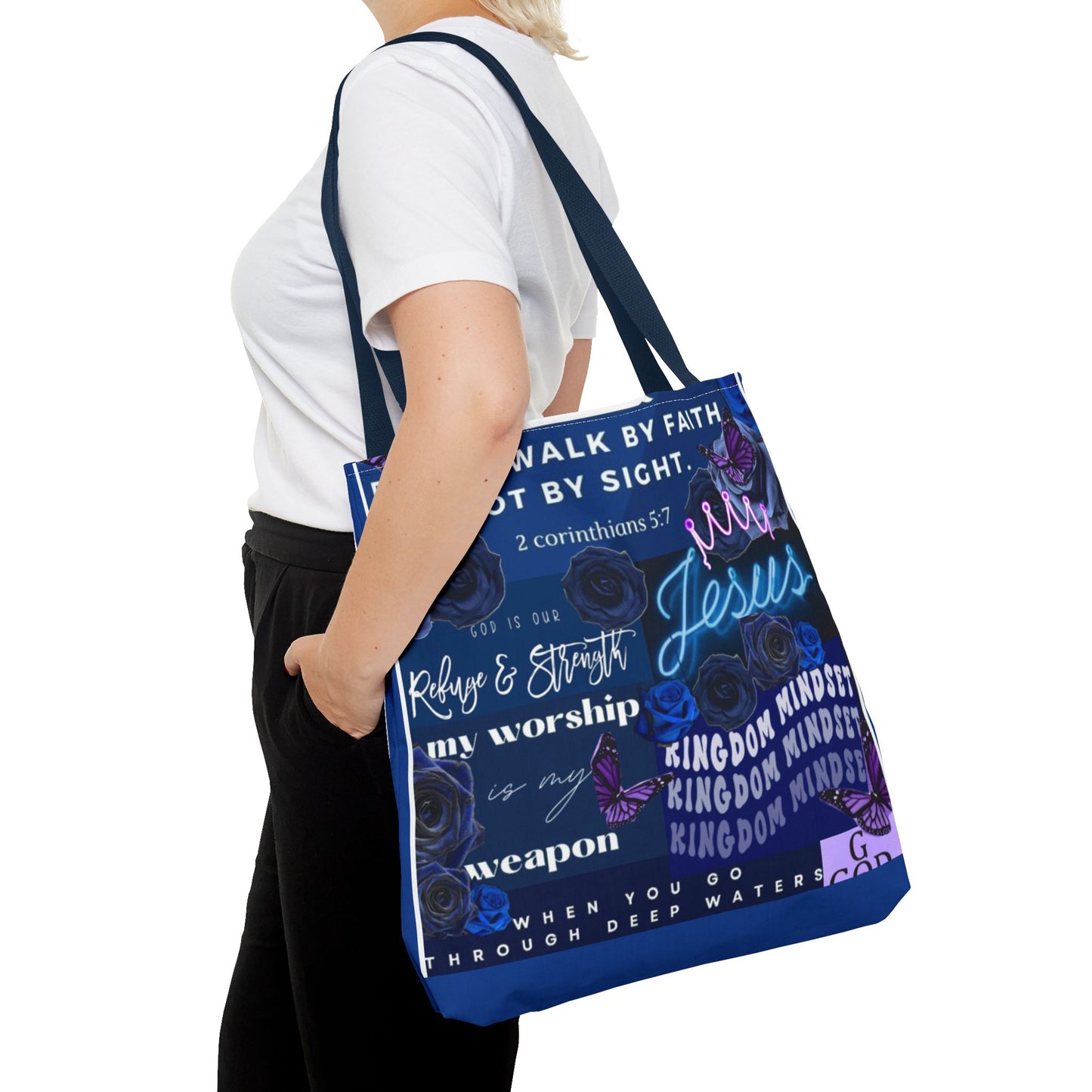 Kingdom mindset tote bold blue faith & scripture bag